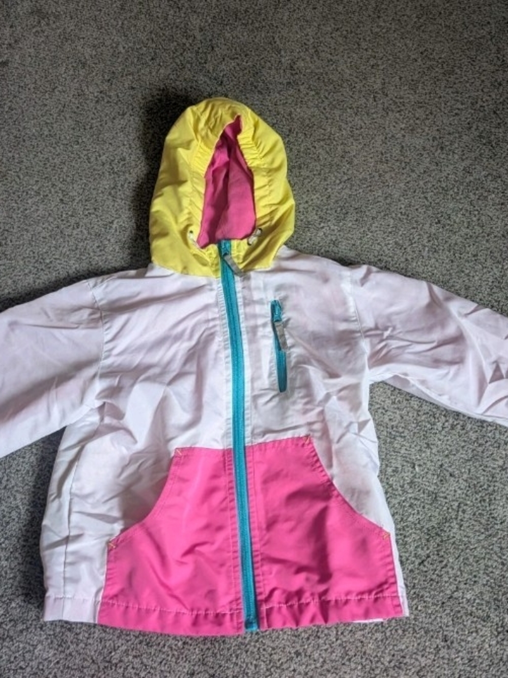 Rothschild Yellow Hooded Jacket with Pink Lining and Teal Accent